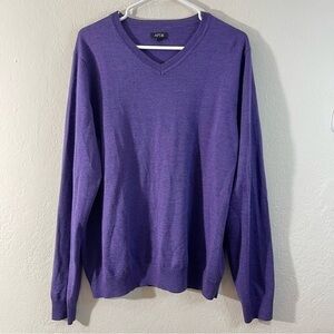 Apt. 9 Merino Wool Blend V-Neck Long Sleeve Sweater Men XL Purple Lightweight